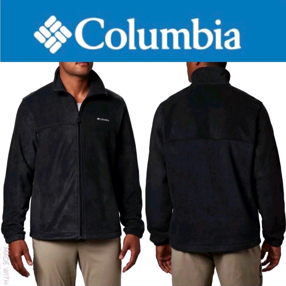 COLUMBIA FLEECE JACKET Full Zip Black Large Men’s UNISEX